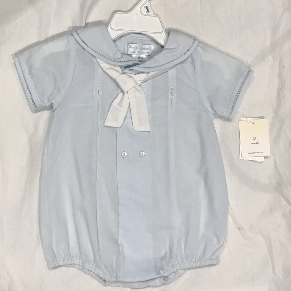 Petit Ami Hand Embroidered Romper- 3 Month